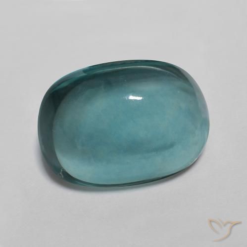Fluorita Verde azulado oscuro natural de 11.02 ct, Forma Cojín, Transparente