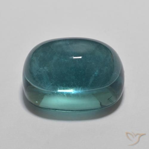 Fluorita Verde azulado oscuro natural de 11.02 ct, Forma Cojín, Transparente