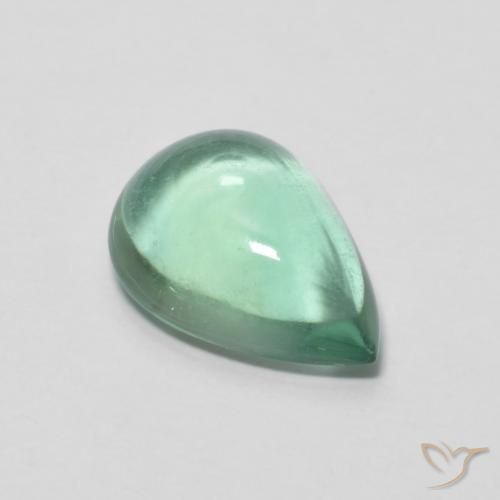 Fluorita Verde azulado natural de 4.38 ct, En forma de pera, Transparente