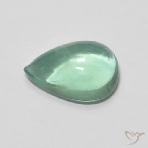 Fluorita Verde azulado natural de 4.38 ct, En forma de pera, Transparente