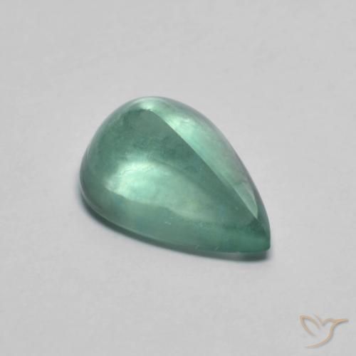 Fluorita Verde azulado claro natural de 3.03 ct, En forma de pera, Transparente