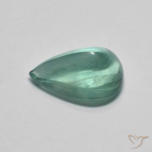 Fluorita Verde azulado claro natural de 3.03 ct, En forma de pera, Transparente
