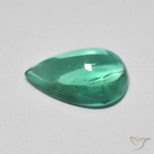 Fluorita Verde azulado natural de 4.30 ct, En forma de pera, Transparente