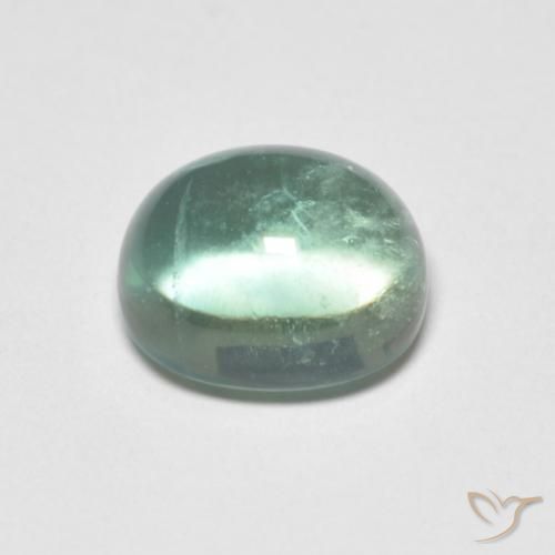 Fluorita Verde azul muy claro natural de 3.15 ct, Ovalada, Transparente