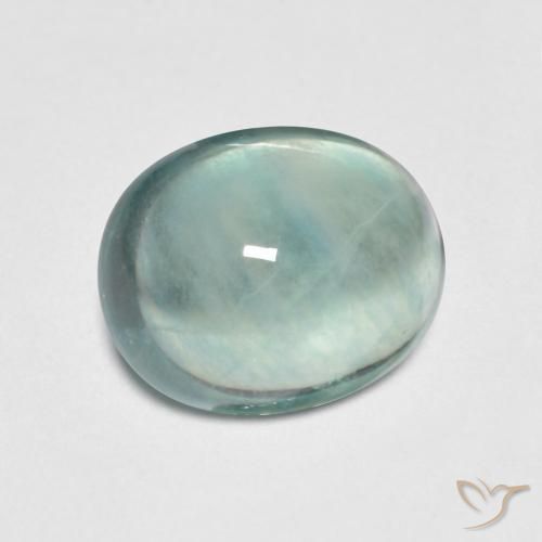 Fluorita Verde azul muy claro natural de 3.34 ct, Ovalada, Transparente
