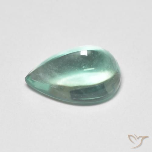 Fluorita Verde azul muy claro natural de 2.26 ct, En forma de pera, Transparente