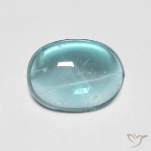 2.78ct Natural Verde azul medio Fluorita, Ovalada, Transparente