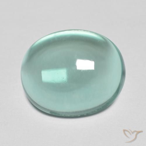Fluorita Verde azul muy claro natural de 8.43 ct, Ovalada, Transparente