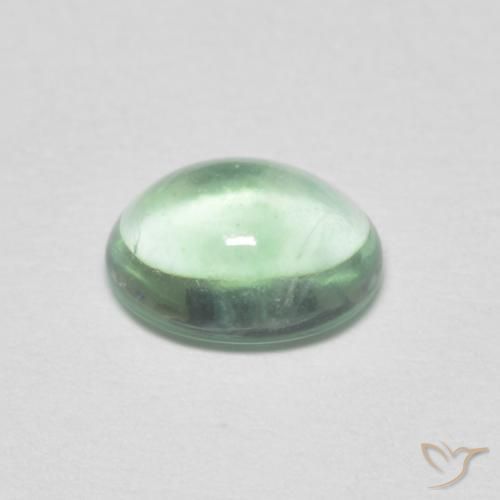 Fluorita Verde amarillento pálido natural de 1.31 ct, Corte Óvalo, Transparente