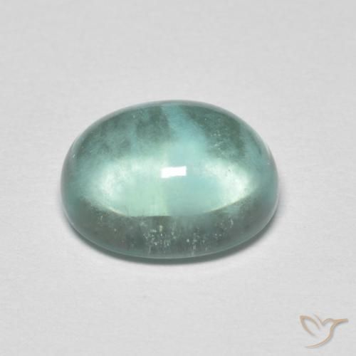 Fluorita Verde azul muy claro natural de 3.71 ct, Ovalada, Transparente