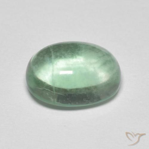 Fluorita Verde menta claro natural de 4.02 ct, Ovalada, Transparente