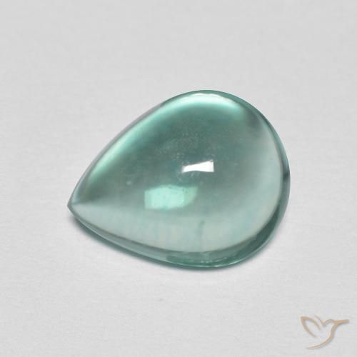 Fluorita Verde azul muy claro natural de 2.74 ct, En forma de pera, Transparente