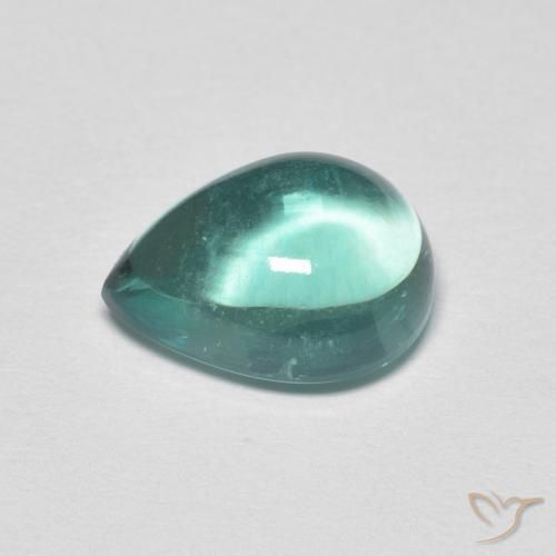 Fluorita Verde azul muy claro natural de 2.74 ct, En forma de pera, Transparente