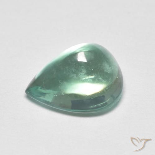 Fluorita Verde azulado natural de 3.38 ct, En forma de pera, Transparente