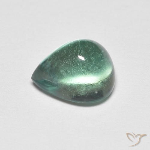 Fluorita Verde azulado claro natural de 2.77 ct, En forma de pera, Transparente