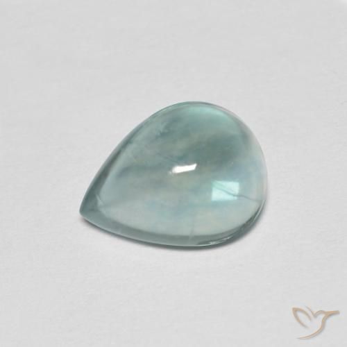 Fluorita Verde azul muy claro natural de 2.28 ct, En forma de pera, Transparente