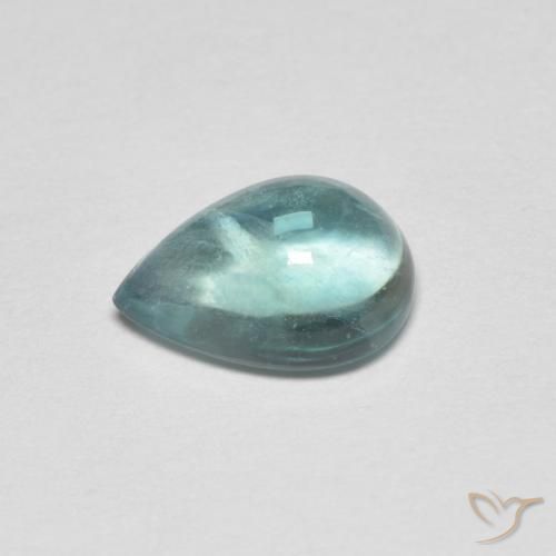 Fluorita Verde azul muy claro natural de 2.28 ct, En forma de pera, Transparente