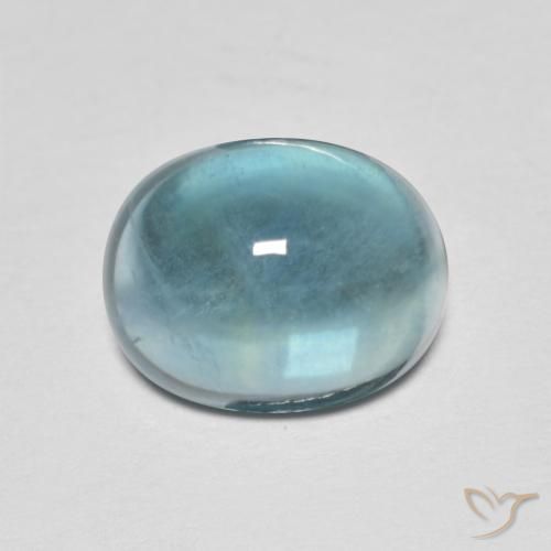 5.05ct Natural Verde azul Fluorita, Ovalada, Transparente