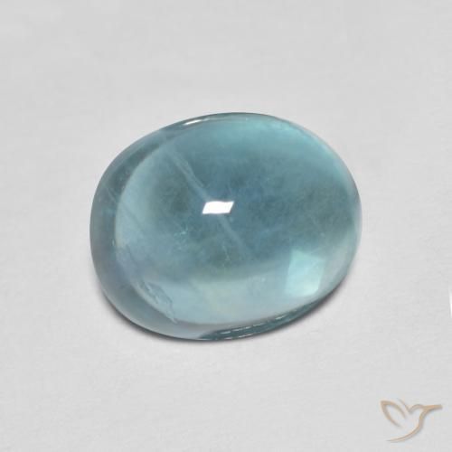 Fluorita Verde azul natural de 5.05 ct, Ovalada, Transparente