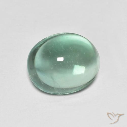 Fluorita Verde frío natural de 4.54 ct, Ovalada, Transparente