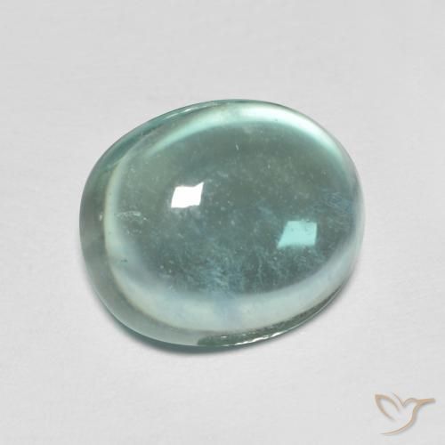 Fluorita Verde claro natural de 6.35 ct, Ovalada, Transparente