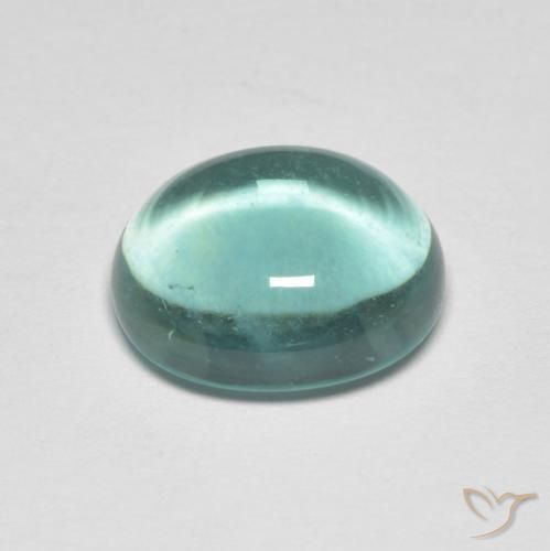 Fluorita Verde claro natural de 6.35 ct, Ovalada, Transparente
