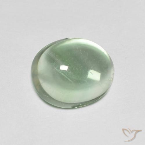Fluorita Verde claro natural de 3.42 ct, Ovalada, Transparente