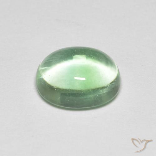 Fluorita Verde claro natural de 3.42 ct, Ovalada, Transparente