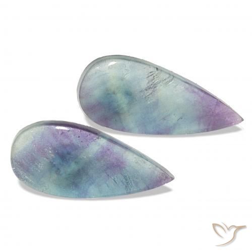 Gemas de Fluorita Multicolor natural de 13.81 ct, En forma de pera, Transparente