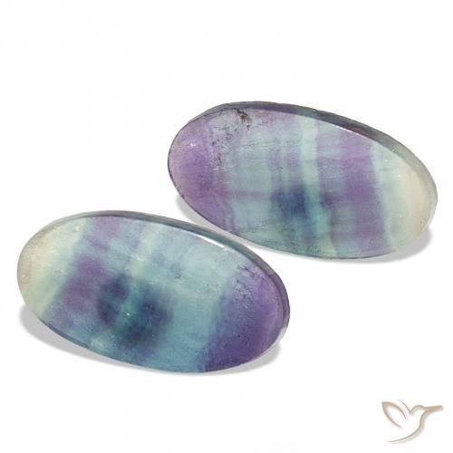 Gemas de Fluorita Multicolor natural de 21.40 ct, Ovalada, Transparente