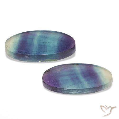 Gemas de Fluorita Multicolor natural de 21.40 ct, Ovalada, Transparente