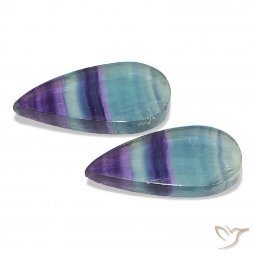 Gemas de Fluorita Multicolor natural de 21.63 ct, En forma de pera, Transparente