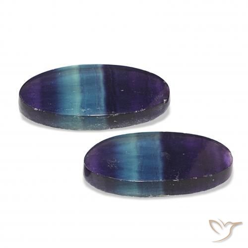 Gemas de Fluorita Multicolor natural de 23.90 ct, Ovalada, Transparente