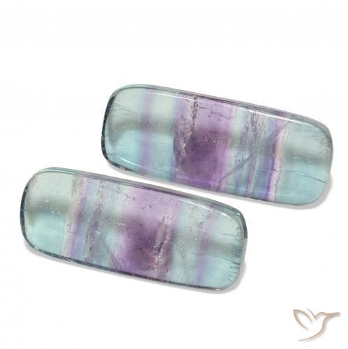 Gemas de Fluorita Multicolor natural de 43.79 ct, Corte Baguette, Transparente