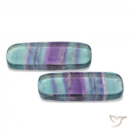 Gemas de Fluorita Multicolor natural de 43.79 ct, Corte Baguette, Transparente