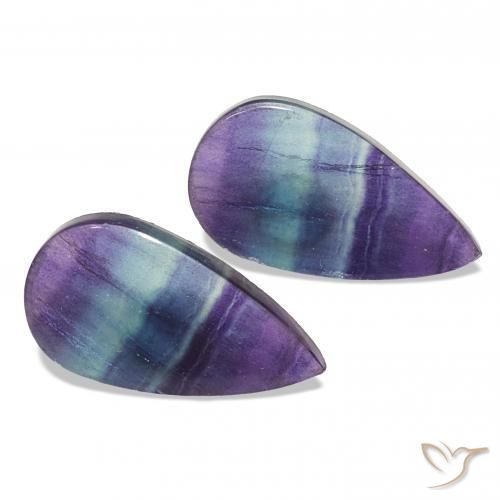 Gemas de Fluorita Multicolor natural de 17.44 ct, En forma de pera, Transparente