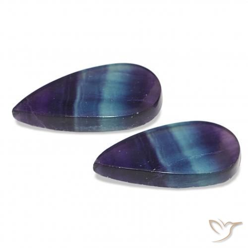 Gemas de Fluorita Multicolor natural de 17.44 ct, En forma de pera, Transparente