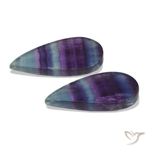 Gemas de Fluorita Multicolor natural de 20.74 ct, En forma de pera, Transparente