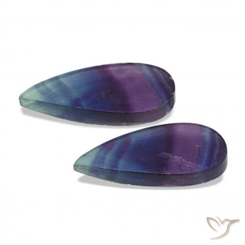 Gemas de Fluorita Multicolor natural de 18.77 ct, En forma de pera, Transparente