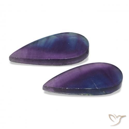 Gemas de Fluorita Multicolor natural de 16.89 ct, En forma de pera, Transparente