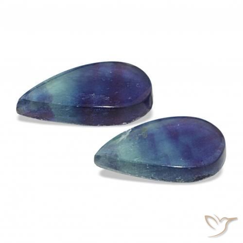 Gemas de Fluorita Multicolor natural de 10.87 ct, En forma de pera, Transparente