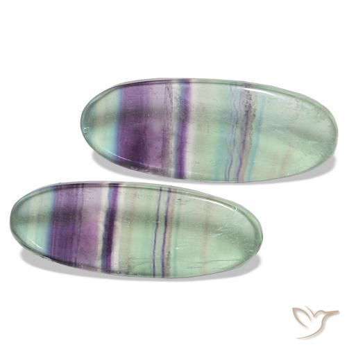 Gemas de Fluorita Multicolor natural de 62.92 ct, Ovalada, Transparente