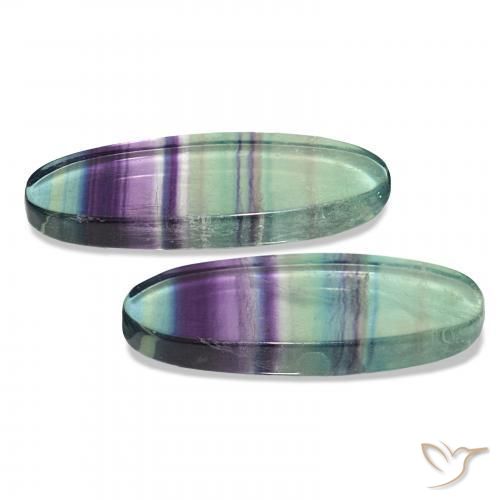 Gemas de Fluorita Multicolor natural de 62.92 ct, Ovalada, Transparente
