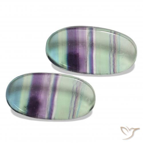 Gemas de Fluorita Multicolor natural de 79.28 ct, Corte Óvalo, Transparente