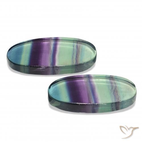 Gemas de Fluorita Multicolor natural de 79.28 ct, Corte Óvalo, Transparente