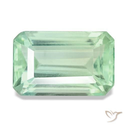 Fluorita verde natural de 7,92 ct, corte esmeralda, VS