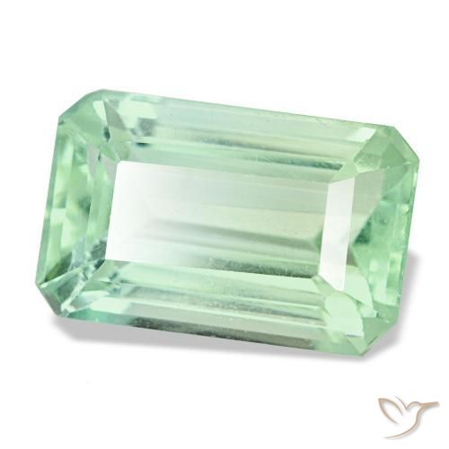 Fluorita verde natural de 7,92 ct, corte esmeralda, VS