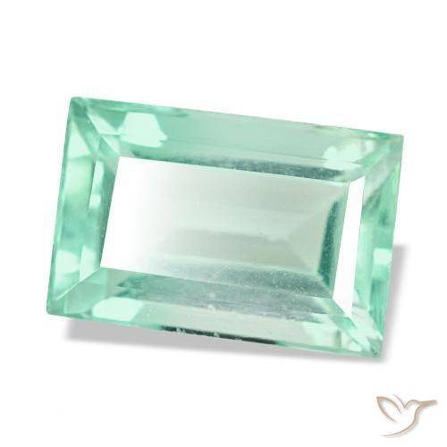 Fluorita verde natural de 4,58 ct, baguette, VS
