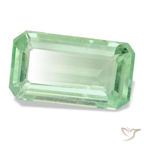 Fluorita verde natural de 11,28 ct, corte esmeralda, VS-SI