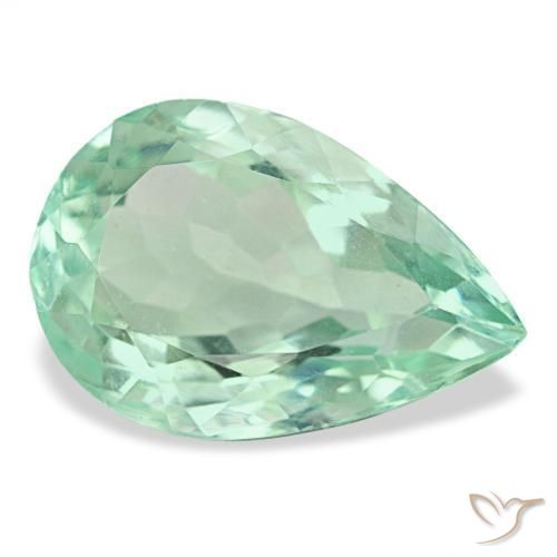 Fluorita turquesa natural de 9,02 ct, en forma de pera, VVS-VS